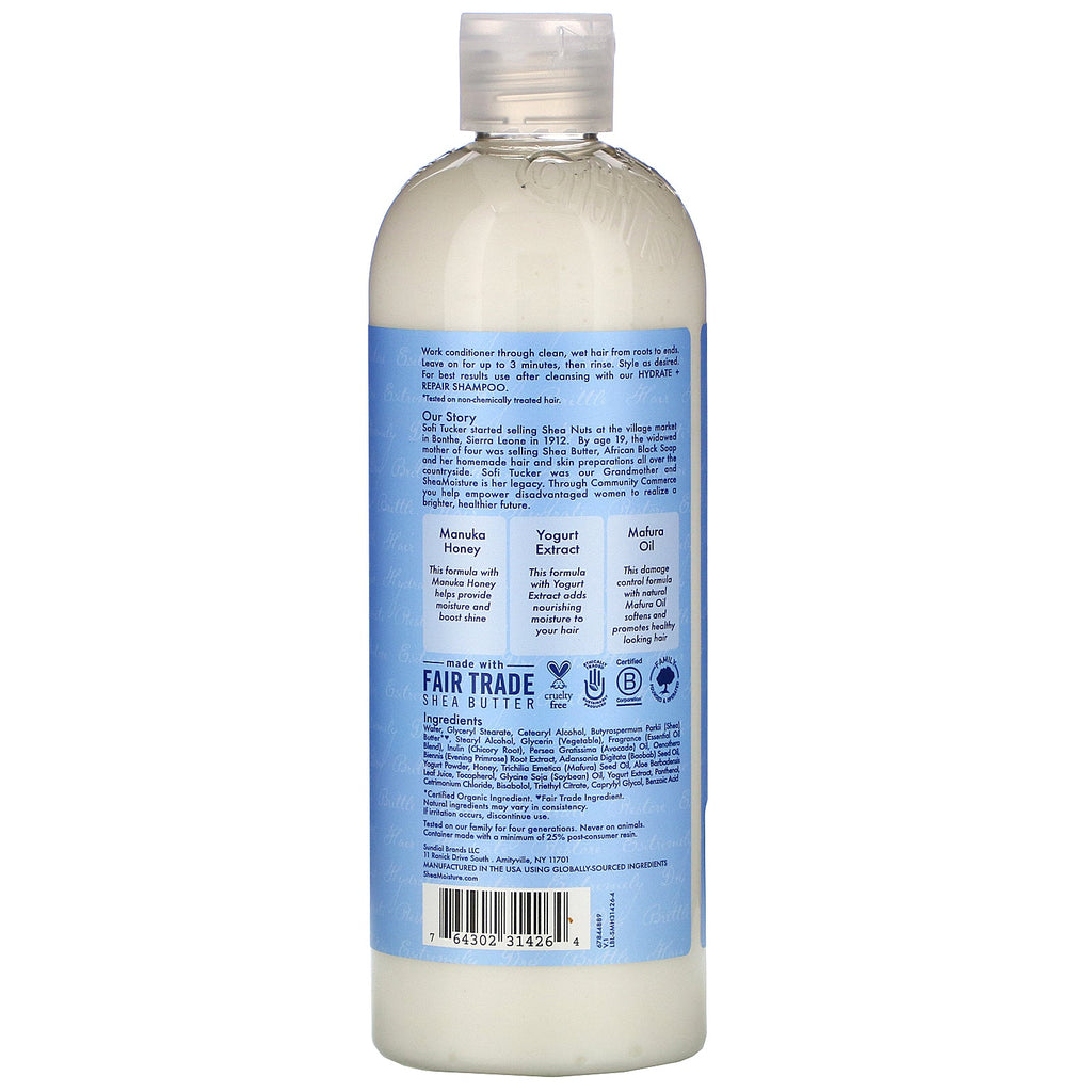 SheaMoisture, Manuka Honning &amp; Yoghurt, Hydrate &amp; Repair Conditioner, 19,5 fl oz (577 ml)