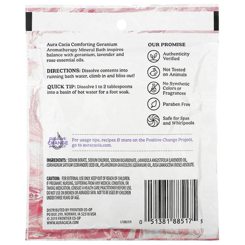 Aura Cacia, Baño mineral de aromaterapia, geranio reconfortante, 2,5 oz (70,9 g)