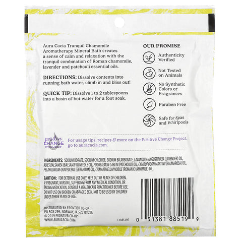 Aura Cacia, Baño mineral de aromaterapia, Manzanilla tranquila, 2,5 oz (70,9 g)