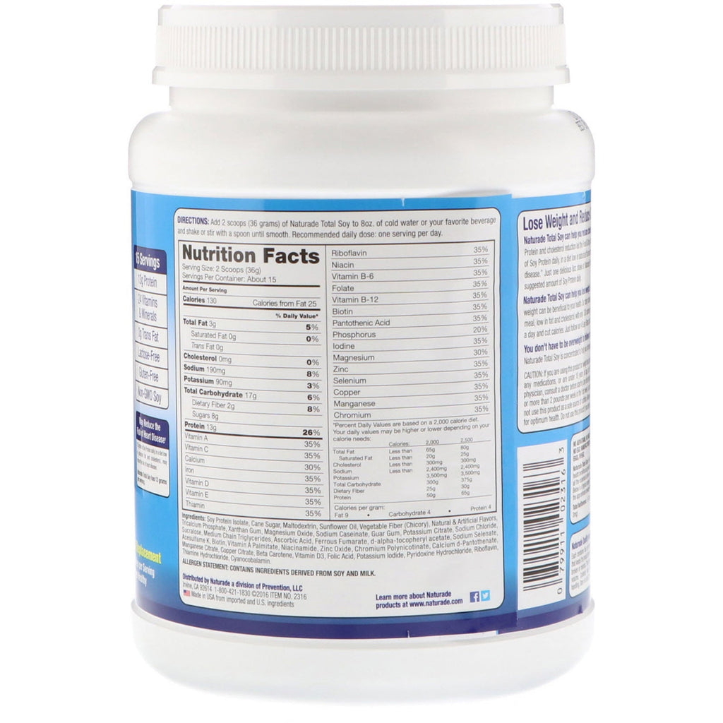 Naturade, Total Soy, Weight Loss Shake, Vanilla, 1.2 lbs (540 g)