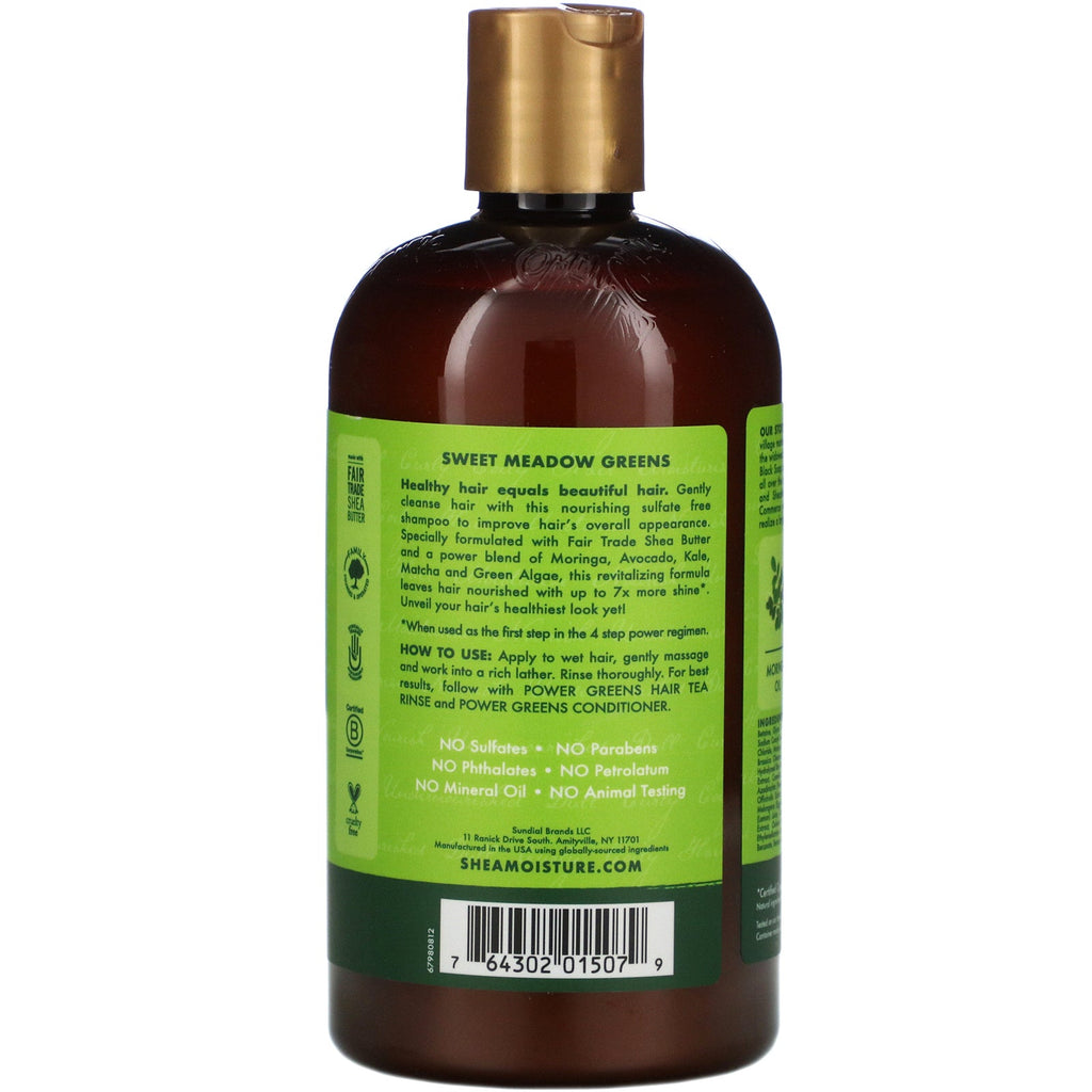 SheaMoisture, Power Greens Shampoo, Moringa &amp; Avocado, 13 fl oz (384 ml)