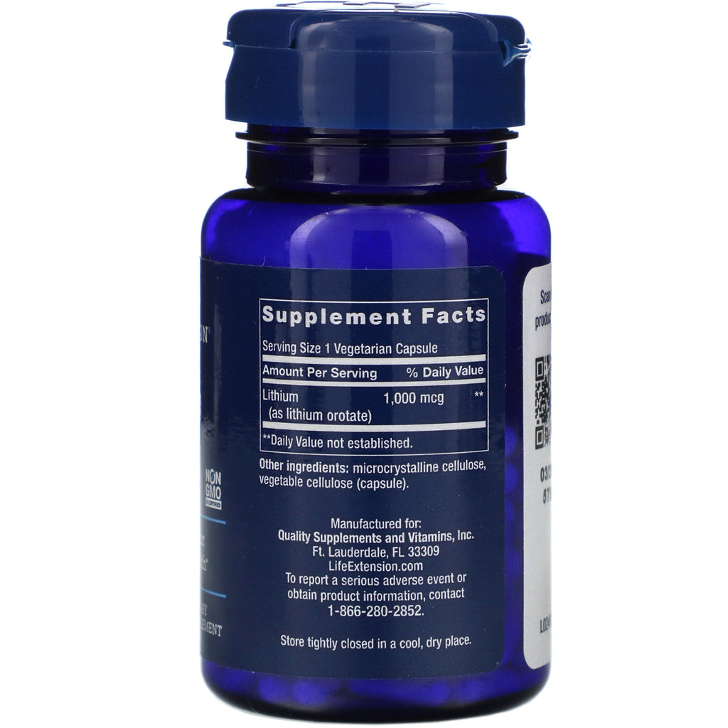 Life Extension, Lithium, 1.000 mcg, 100 vegetariske kapsler