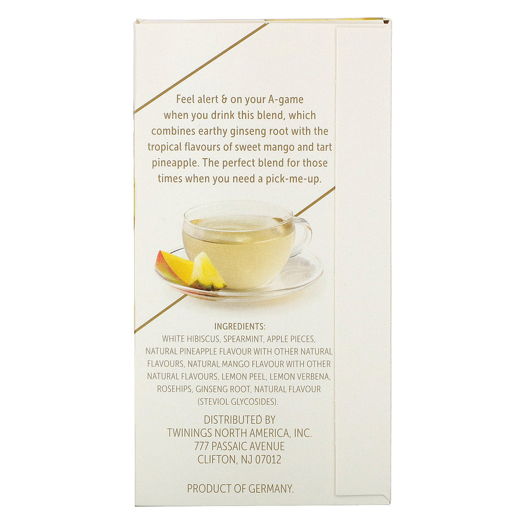 Twinings, Focus Urtete, Ginseng, Mango &amp; Ananas, Koffeinfri, 18 teposer, 0,95 oz (27 g)