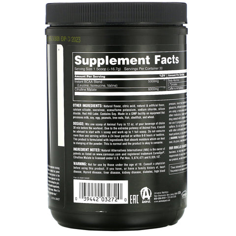 Universal Nutrition, Animal Fury, Fruit Punch, 1,1 lb (502 g)