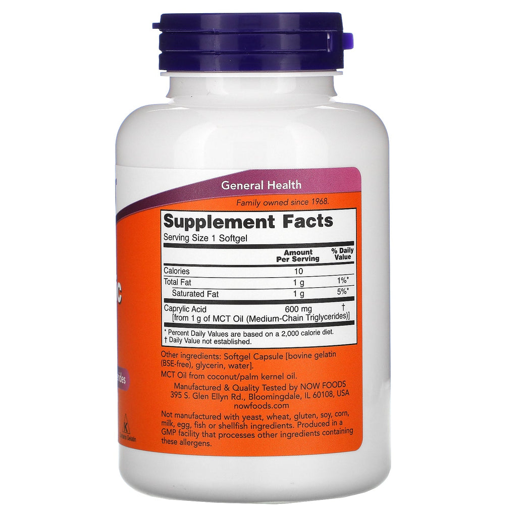Now Foods, Caprylsyre, 600 mg, 100 Softgels