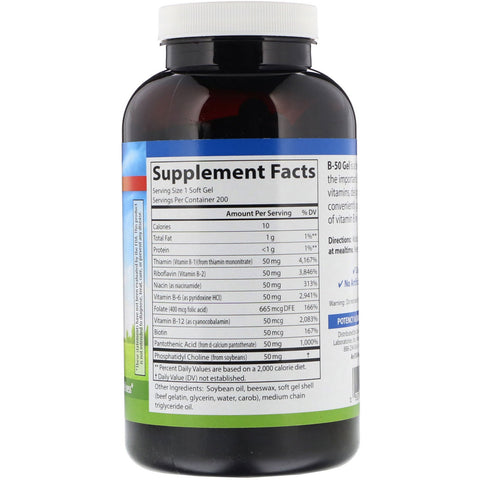 Carlson Labs, B-50 Gel, Vitamin B Complex, 200 bløde geler