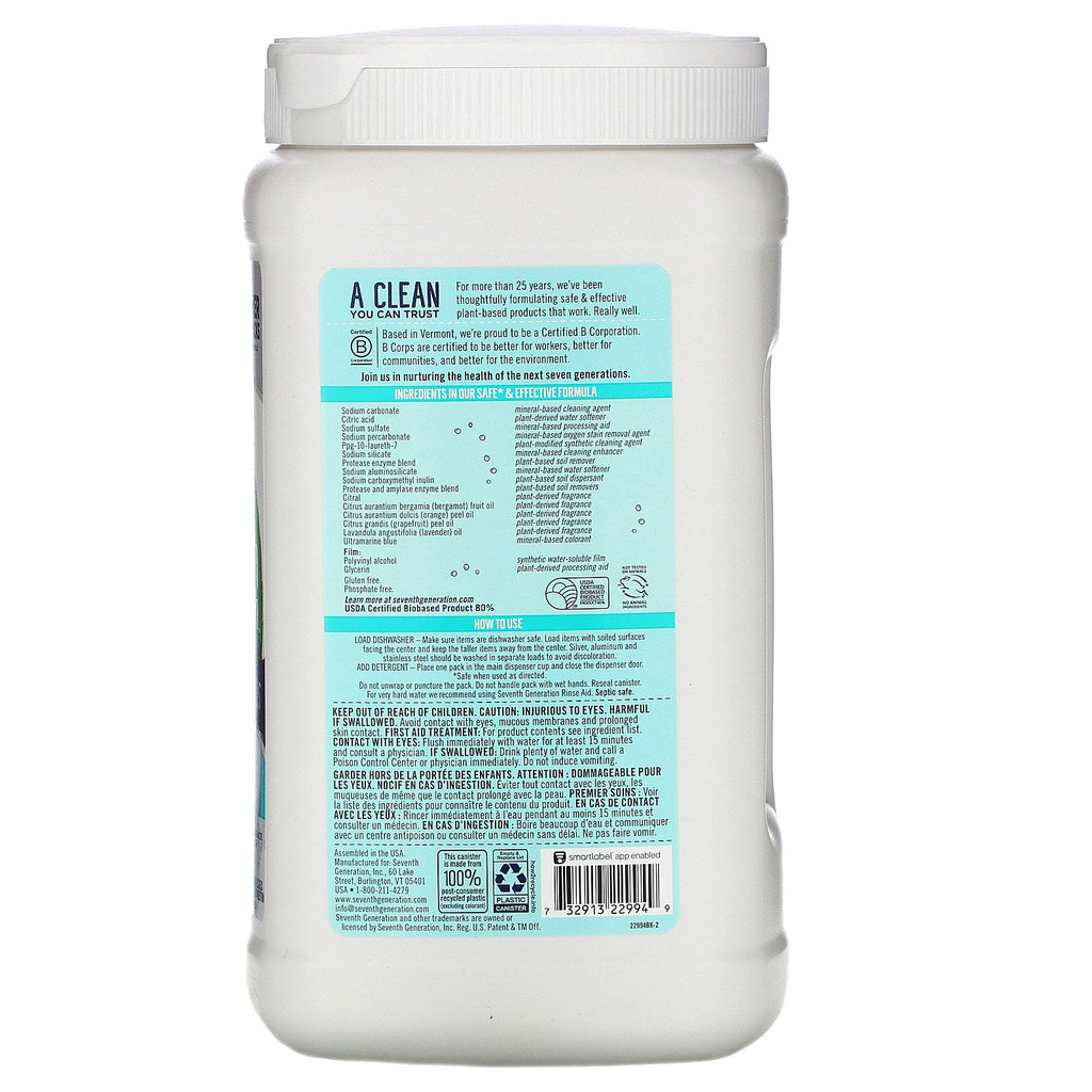 Syvende generation, Ultra Power Plus opvaskemiddelpakker, frisk citrusduft, 70 pakker, 2,77 lbs (1,26 kg)