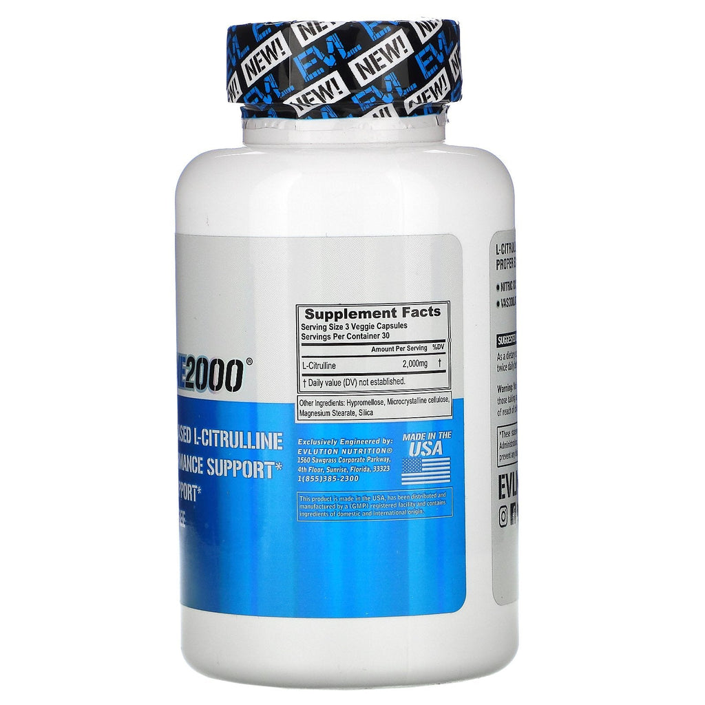 EVLution Nutrition, L-Citrulline2000, 2,000 mg, 90 Veggie Capsules
