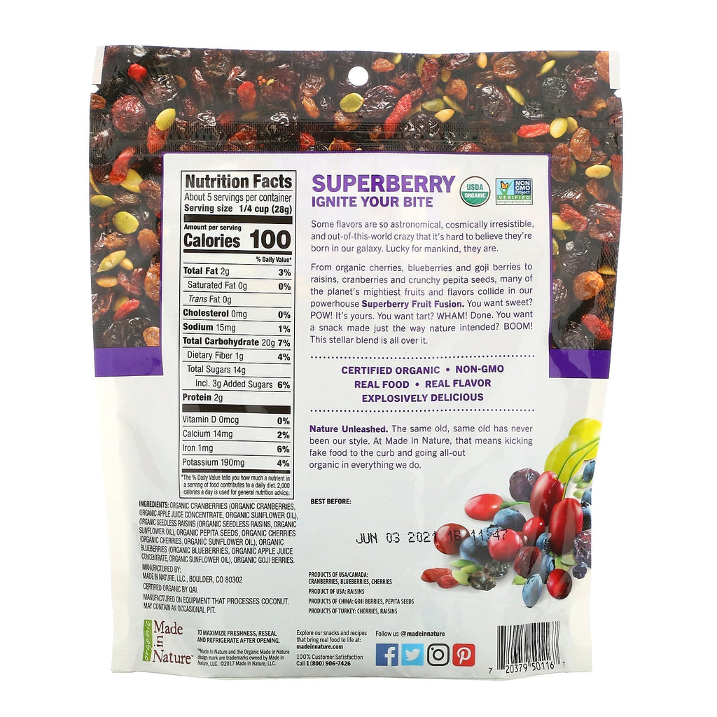 Made in Nature, Fruit Fusion, Superberry Supersnacks, 5 oz (142 g)