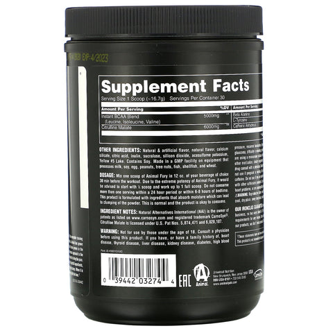 Universal Nutrition, Animal Fury, Lemonade, 1,1 lb (501 g)
