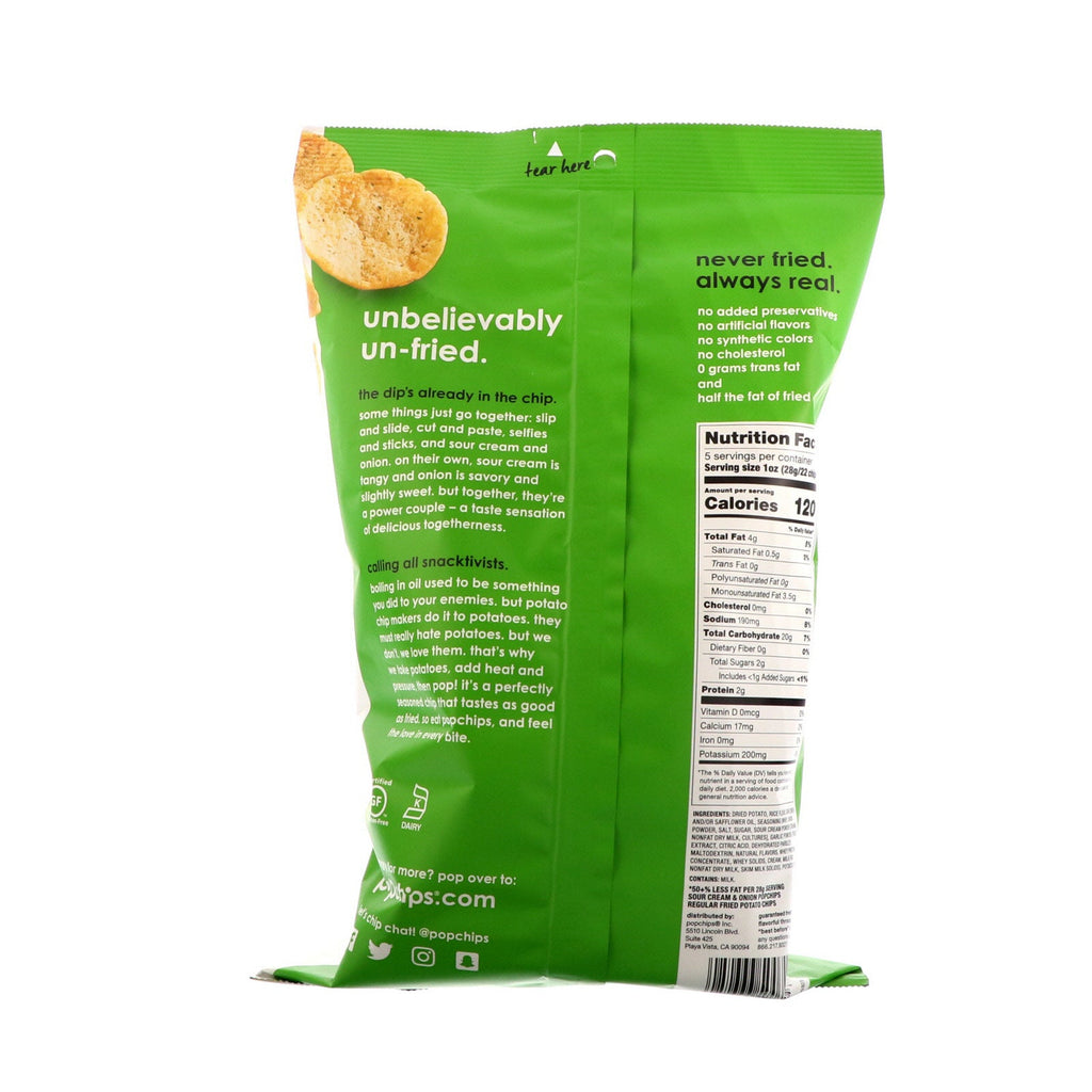 Popchips, kartoffelchips, cremefraiche og løg, 5 oz (142 g)