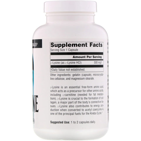 Source Naturals, L-Lysine, 500 mg, 200 kapsler