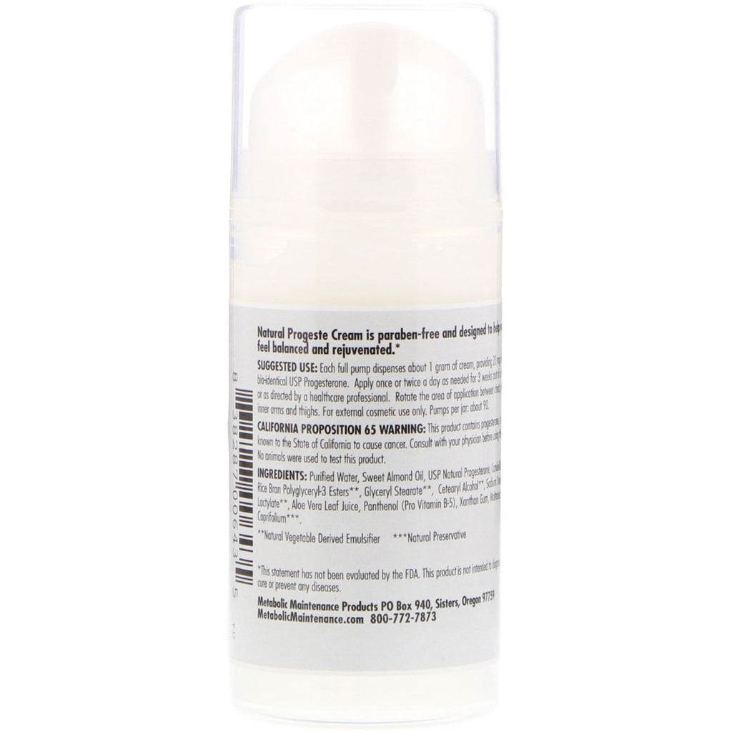 Metabolic Maintenance, Natural Progeste Cream, 3.5 fl oz (100 ml)