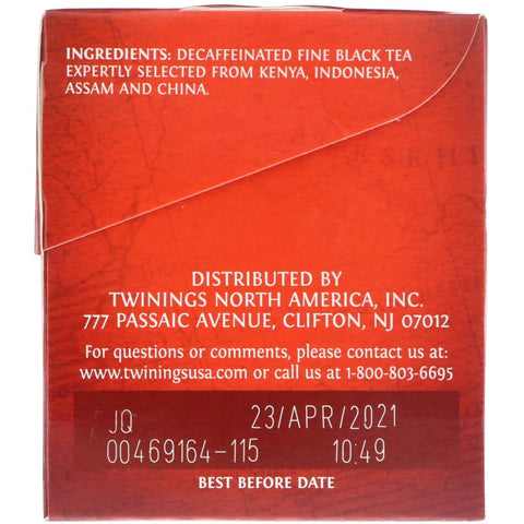 Twinings, 100 % ren sort te, engelsk morgenmad, koffeinfri, 25 teposer, 1,76 oz (50 g)