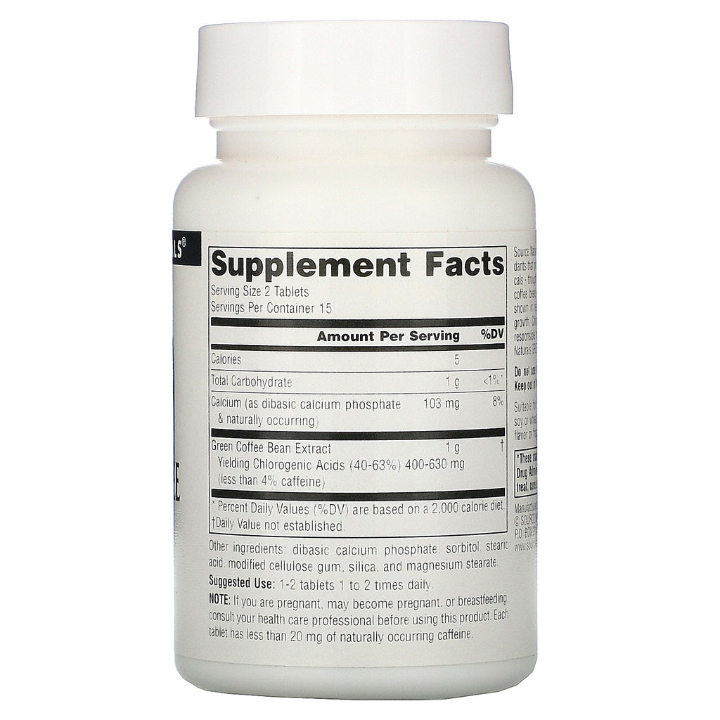 Source Naturals, grøn kaffeekstrakt, 500 mg, 30 tabletter