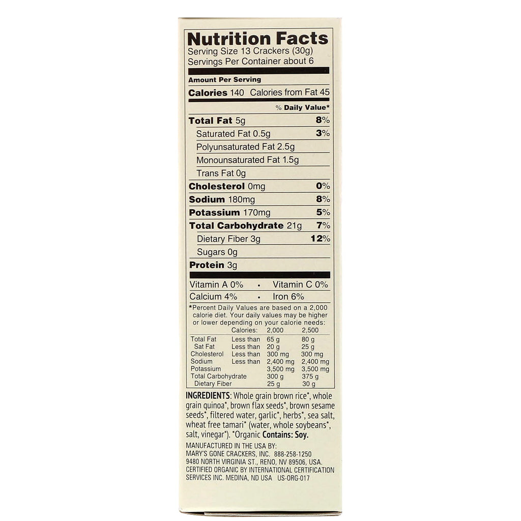 Mary's Gone Crackers, Herb Crackers, 6,5 oz (184 g)