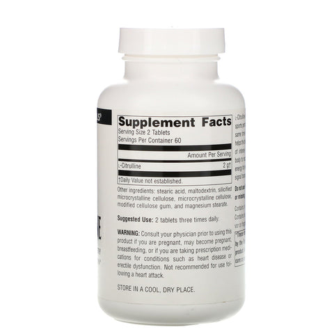Source Naturals, L-citrullin, fri form, 1.000 mg, 120 tabletter
