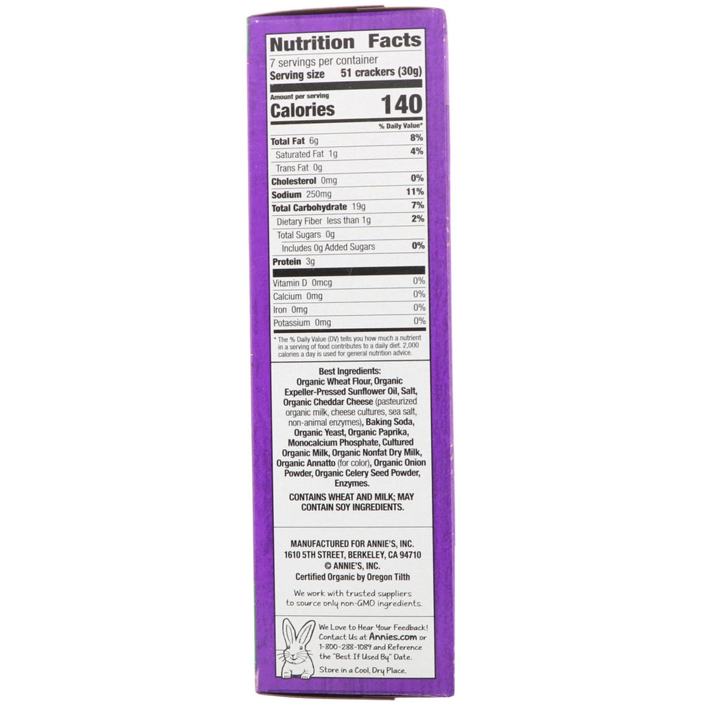 Annies hjemmedyrkede, cheddarkaniner, bagte snackkiks, 7,5 oz (213 g)