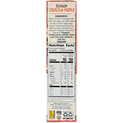 Nature's Path, Cereal de arce crujiente Sunrise, sin gluten, 300 g (10,6 oz)