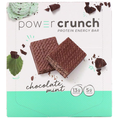 BNRG, barra energética de proteína Power Crunch, chocolate y menta, 12 barras, 1,4 oz (40 g) cada una