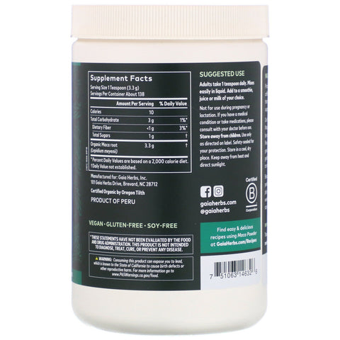 Gaia-urter, gelatineret peruviansk Maca-pulver, 16 oz (454 g)