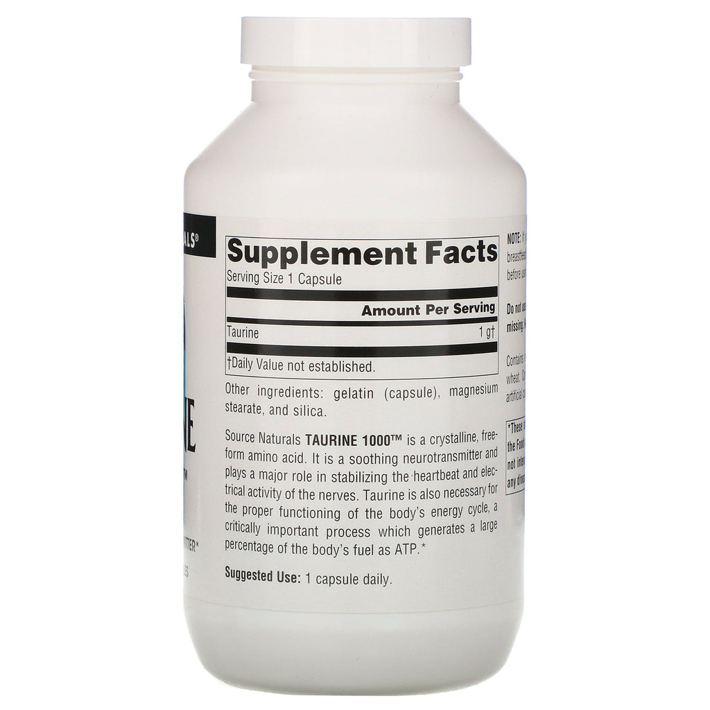Source Naturals, Taurine, 1,000 mg, 240 Capsules