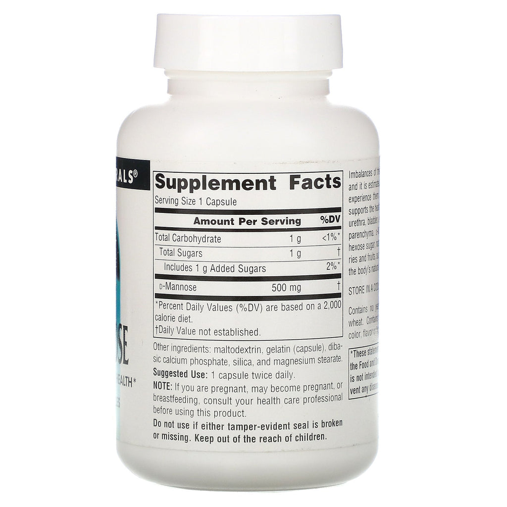 Source Naturals, D-Mannose, 500 mg, 60 kapsler