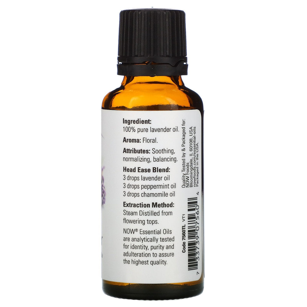 Now Foods, æteriske olier, lavendel, 1 fl oz (30 ml)