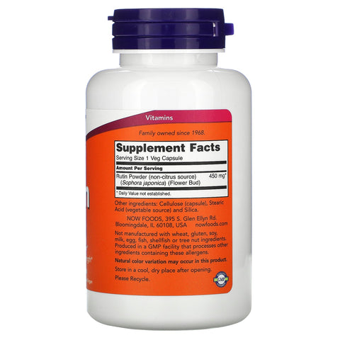 Now Foods, Rutin, 450 mg, 100 vegetabilske kapsler