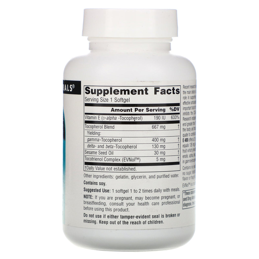 Source Naturals, Gamma E 400 Complex med tokotrienoler, 400 mg, 60 softgels