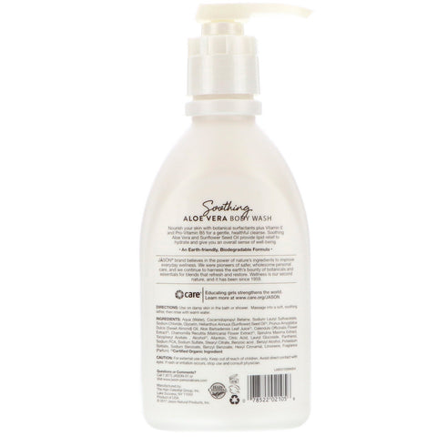 Jason Natural, Gel de baño natural puro, aloe vera calmante, 30 fl oz (887 ml)