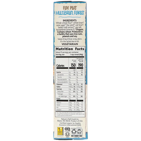 Nature's Path, Cereal en hojuelas de lino y multibrano, 375 g (13,25 oz)