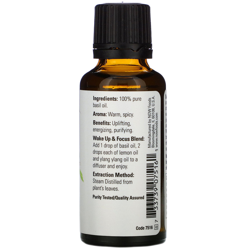 Now Foods, æteriske olier, basilikum, 1 fl oz (30 ml)