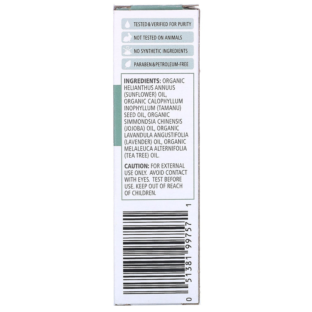 Aura Cacia, Soothing Tamanu Facial Oil Serum, Lavendel &amp; Tea Tree, 1 fl oz (30 ml)