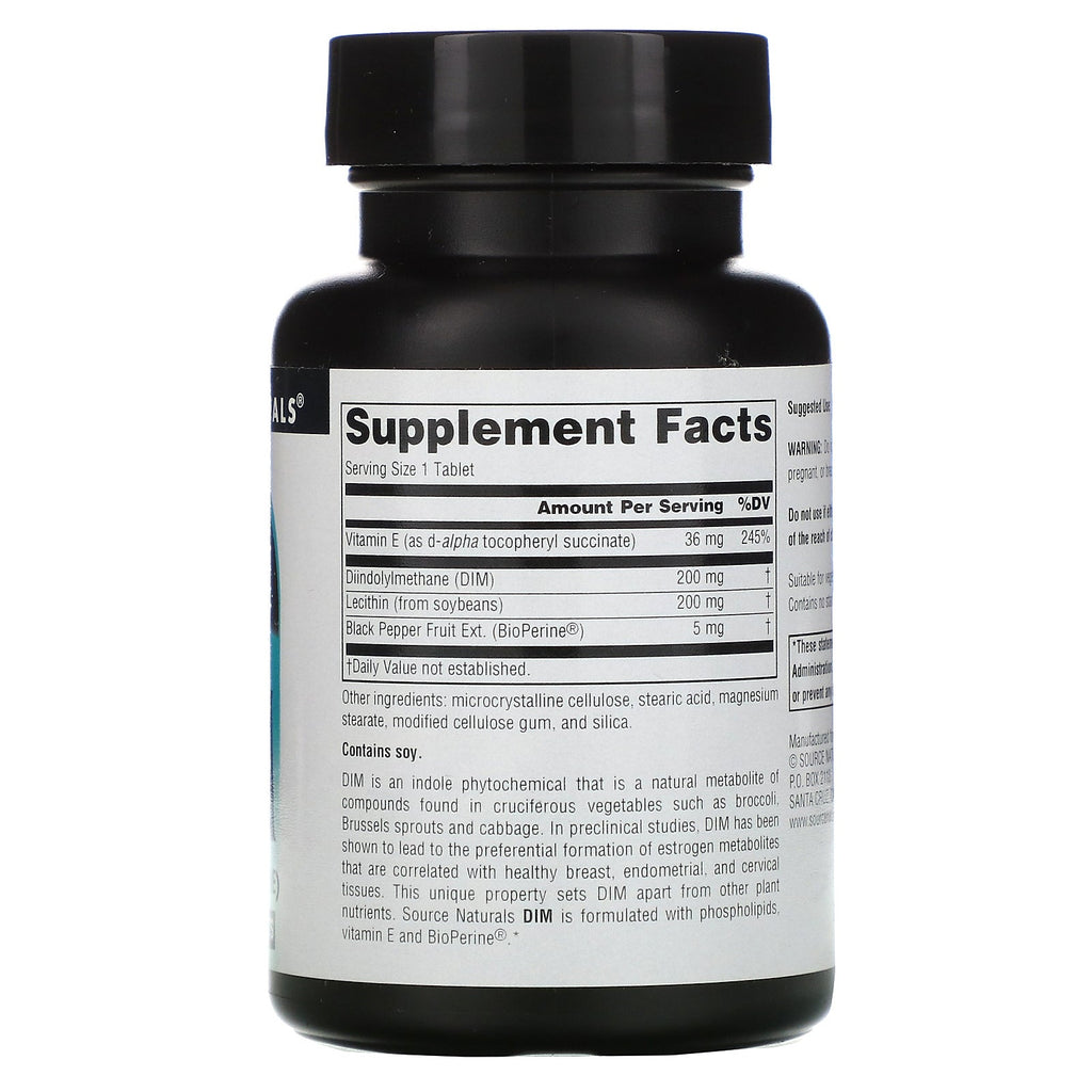 Source Naturals, DIM, 200 mg, 60 tabletter