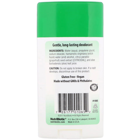 NutriBiotic, deodorant, uparfumeret, 2,6 oz (75 g)
