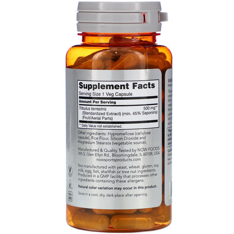 Now Foods, Tribulus, 500 mg, 100 vegetabilske kapsler