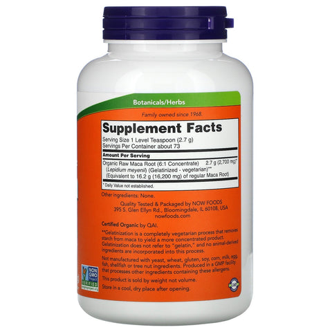 Now Foods, certificeret Maca, Pure Powder, 7 oz (198 g)