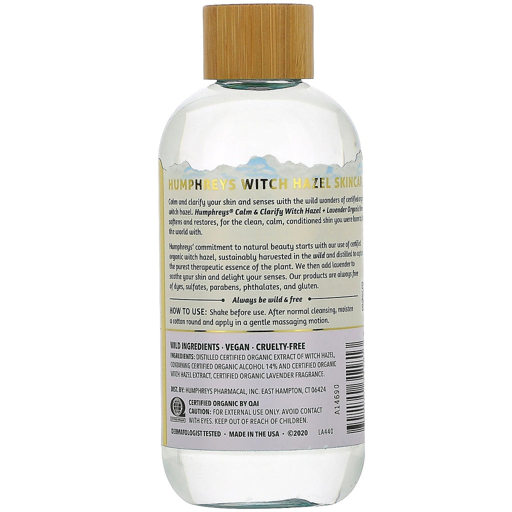Humphrey's, Witch Hazel, Toner med lavendel, Calm, &amp; Clarify, 8 fl oz (236 ml)