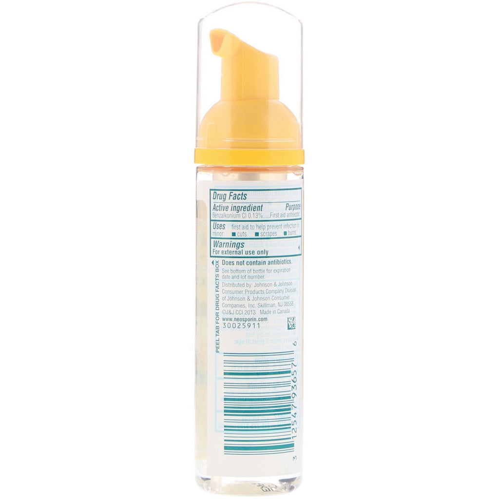 Neosporin, førstehjælps antiseptisk skummende væske, til børn fra 2 år og opefter, 2,3 fl oz (68 ml)