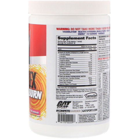 GAT, NITRAFLEX BURN, Pink Lemonade, 11,21 oz (318 g)