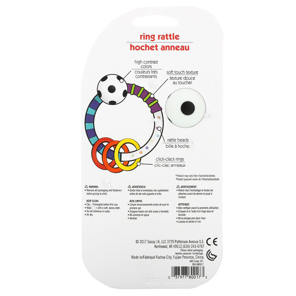 Sassy, ​​Inspire The Senses, Ring Rattle, 0-24 måneder, 1 tælling