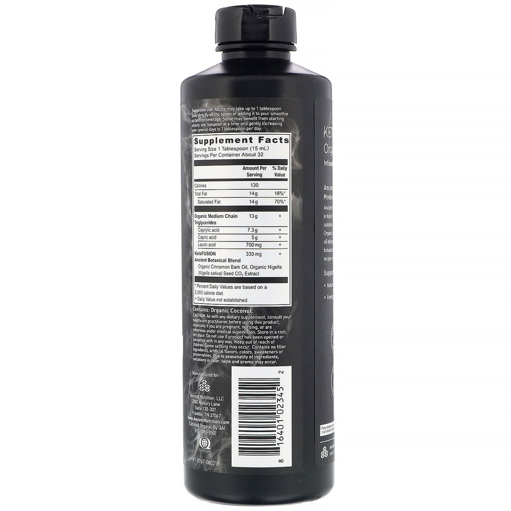 Dr. Axe / Ancient Nutrition, Keto Fusion  MCT Oil, Black Seed, 16 fl oz (473 ml)