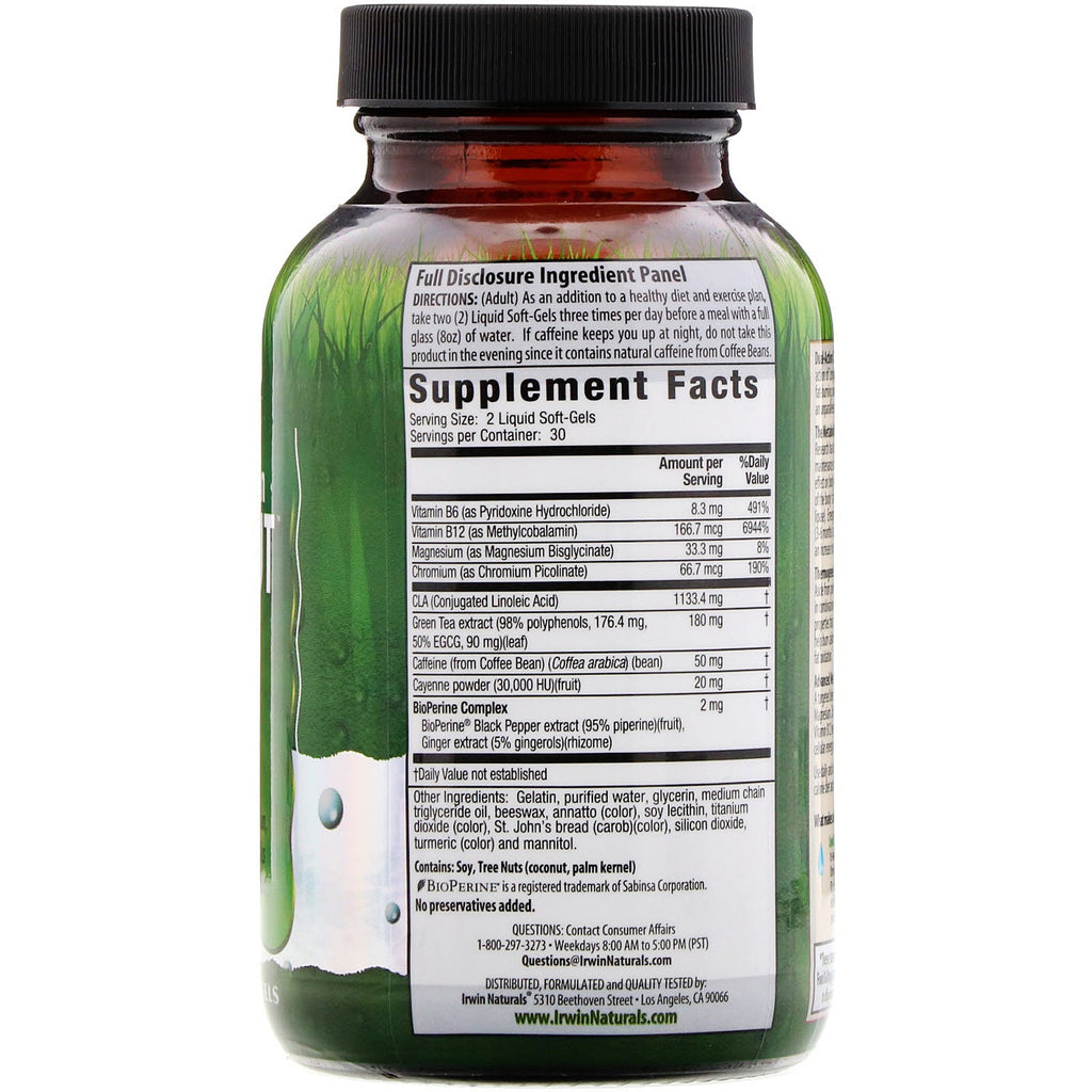 Irwin Naturals, Dual-Action CLA Cut, 60 flydende bløde geler
