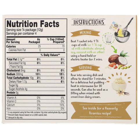 Natural Simply Delish, Pudín instantáneo natural, vainilla, 48 g (1,7 oz)