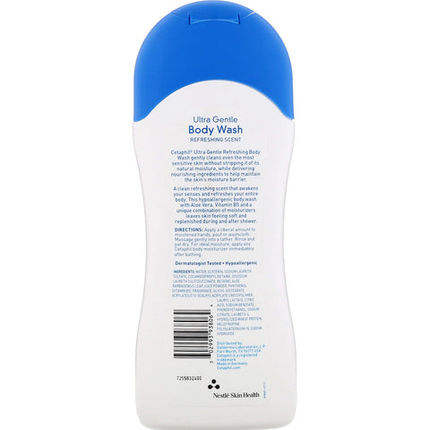 Cetaphil, Gel de baño ultrasuave y refrescante, aroma refrescante, 500 ml (16,9 oz. líq.)