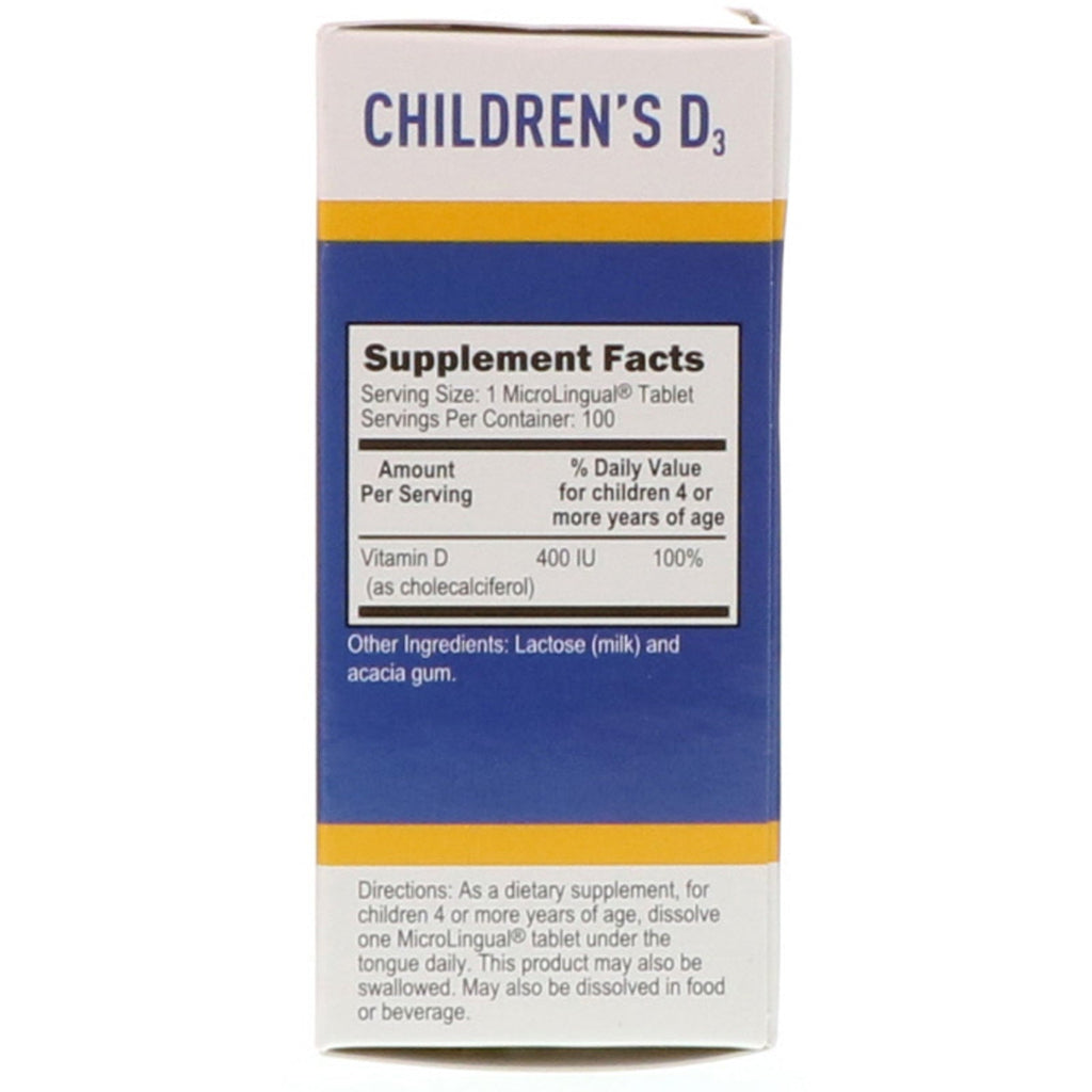Superior Source, D3 para niños, 400 UI, 100 tabletas microlinguales de disolución instantánea