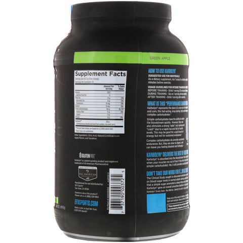 EFX Sports, Karbolyn Fuel, manzana verde, 4,3 lbs (1950 g)