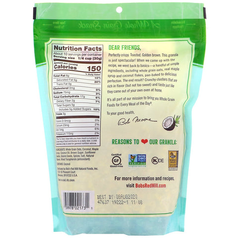 Bob's Red Mill, granola horneada, especias de coco, 11 oz (312 g)