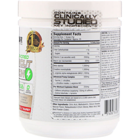Seksstjernet, naturligt aromatiseret Pre-Workout Explosion, Fruit Burst, 6,22 oz (176 g)